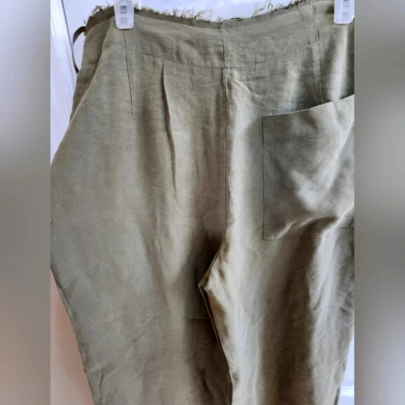 Pants Sans Souci  Khaki Rayon Wide Leg size L waist 16 1/2" - Picture 5 of 11